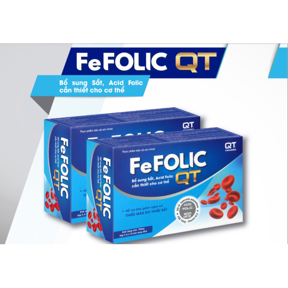 FeFolic QT (Bổ sung sắt, acid Folic cho cơ thể, hỗ trợ làm giảm nguy cơ thiếu máu do thiếu sắt)