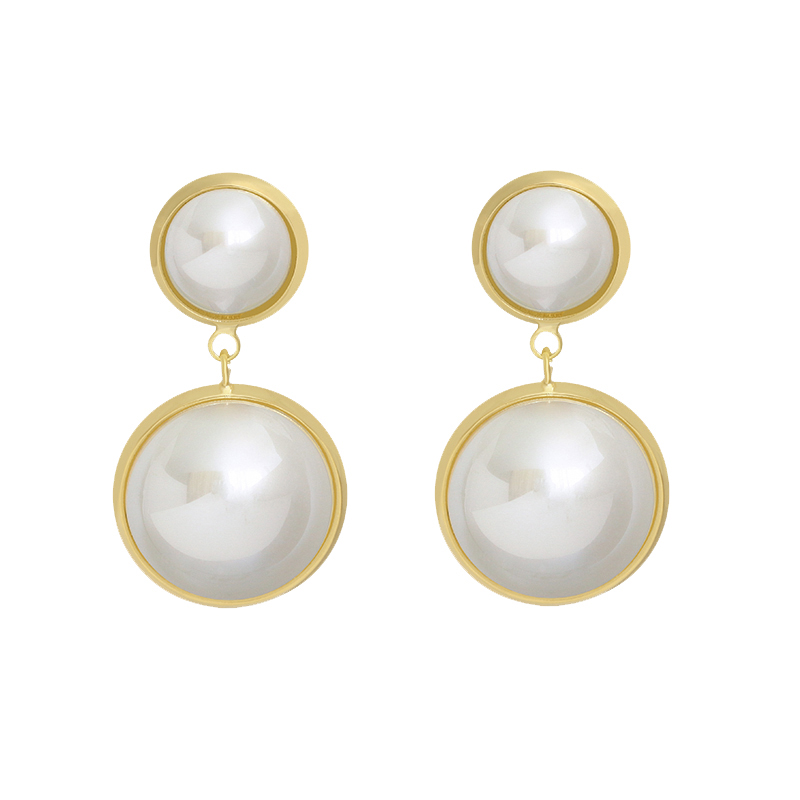 Korean pearl pendant earrings