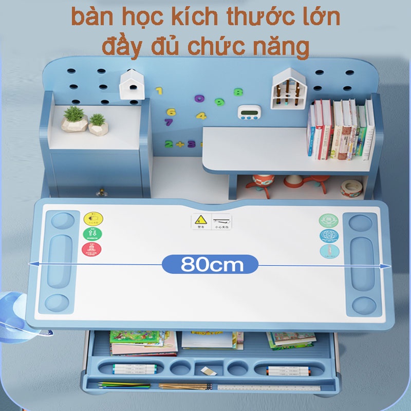 Bộ bàn ghế học sinh thông minh tiểu học có giá sách chống gù chống cận cho bé