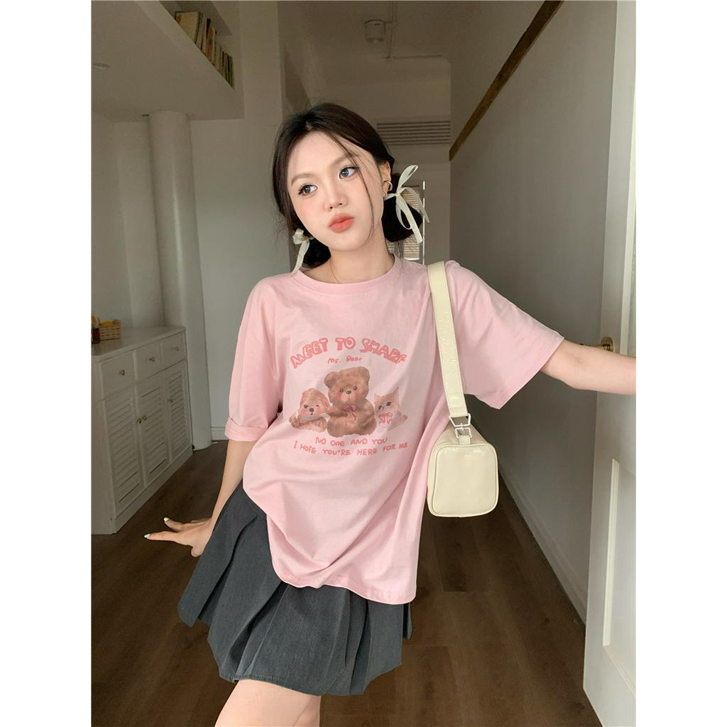 Áo Thun Dáng Rộng Ngắn Tay In Hình Trẻ Em Phong Cách Mới 62750