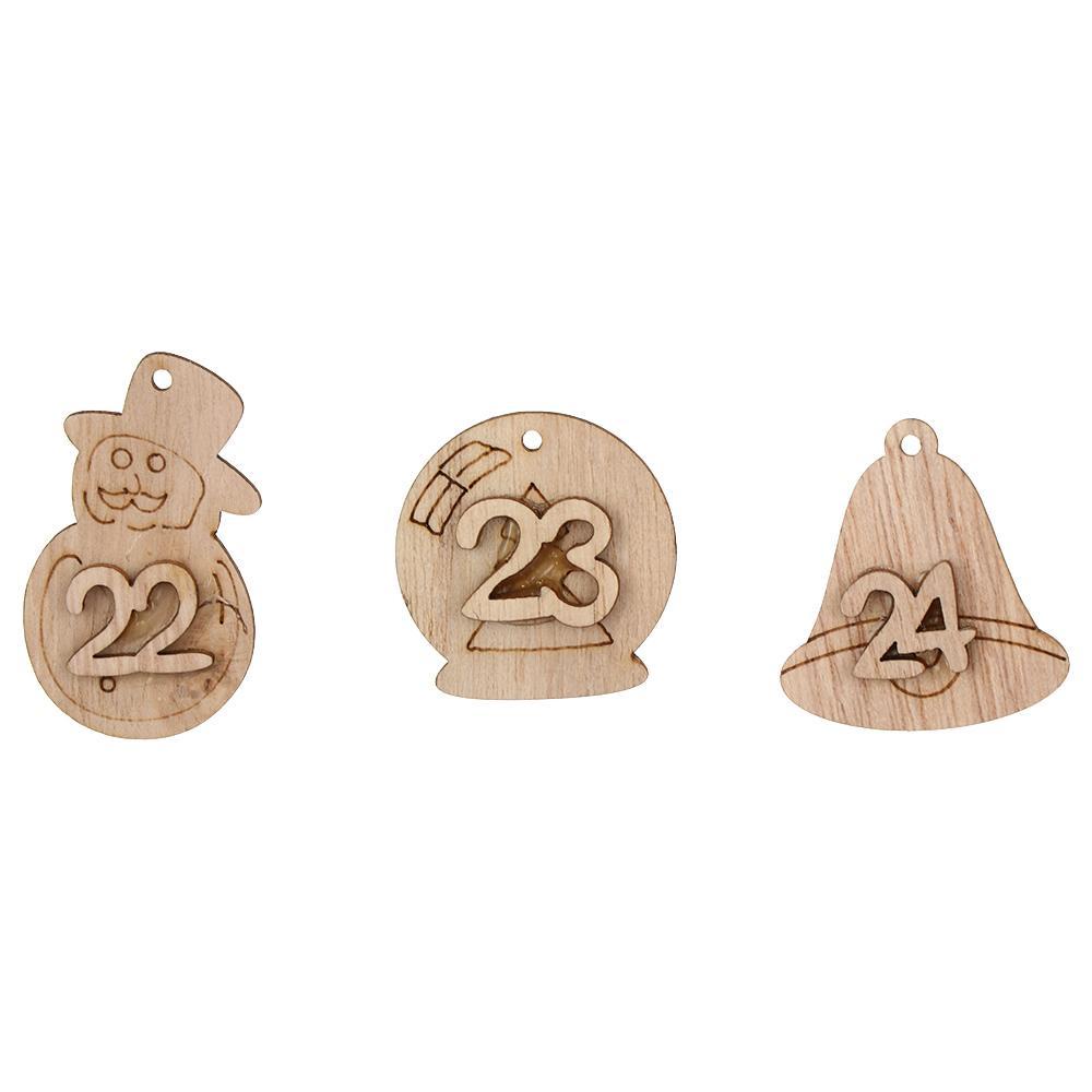 YEW Set 24 Phụ Kiện Trang Trí Giáng Sinh Bằng Gỗ Hình Số