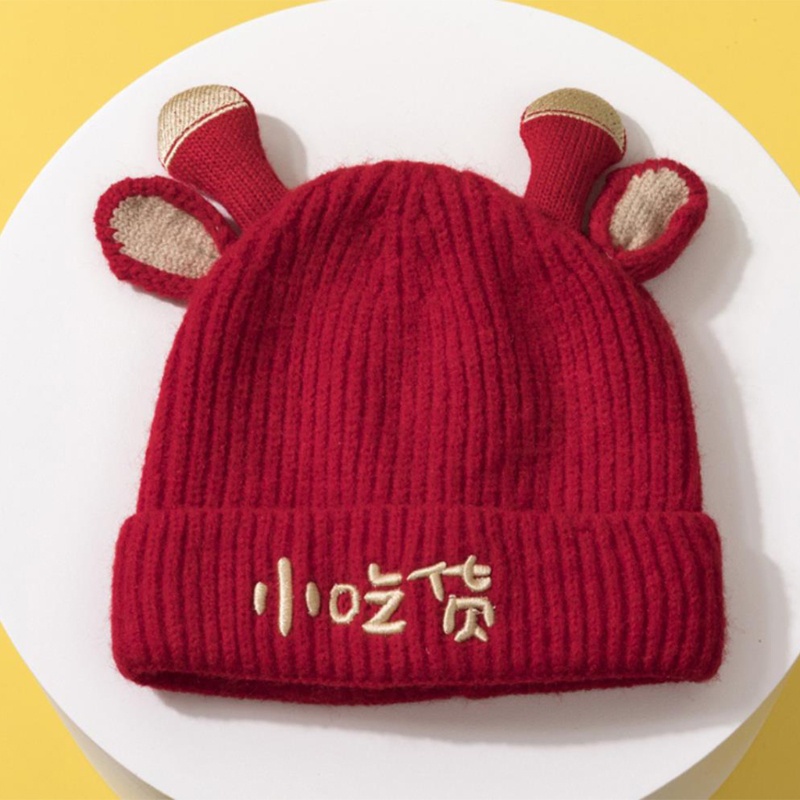 Mũ beanie Dệt Kim Hình Sừng Bò Ngọt Ngào Thời Trang Mùa Đông Cho Nữ