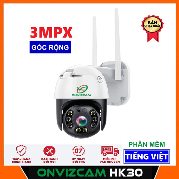 Camera giám sát ONVIZCAM HK30 ngoài trời -Có màu ban đêm -Xoay theo chuyển động  CARECAM 3.0 MPx