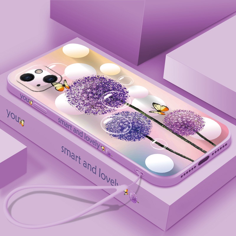 Ốp silicon HìNh Hoa Bồ Công Anh Và BướM Cho iPhone 13 Pro Max 12 11 Pro Max