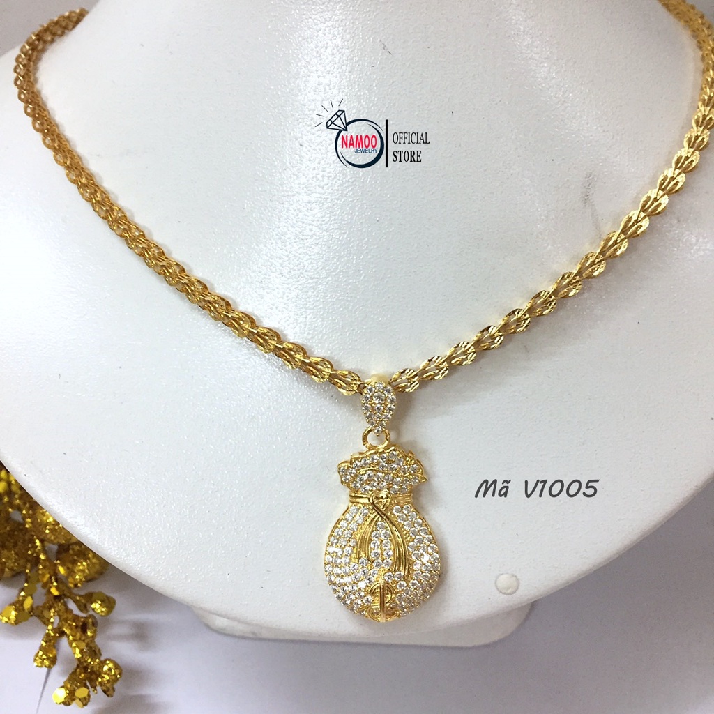Dây Chuyền Nữ V1005 Mặt Kim Ngân Lượng Lớn Két Hợp Dây Nhiều Mẫu Dài Dây 50cm