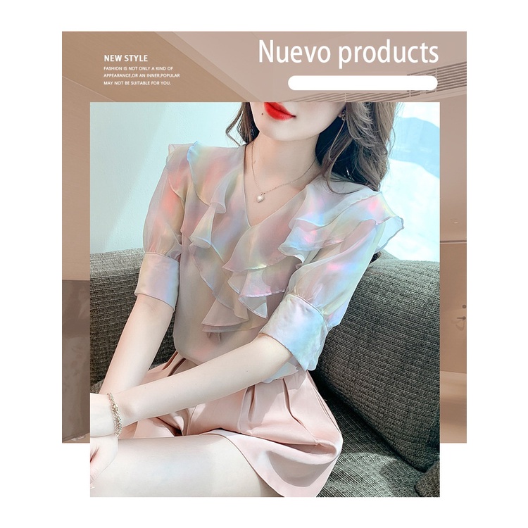GT9342 Áo chiffon nữ hè tay ngắn hàng nhập
