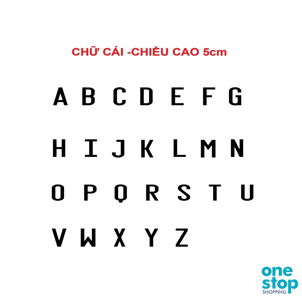 Decal chữ cái từ A-L One shop