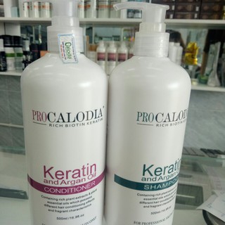 Gội xả keratin calodia phục hồi tóc hư tổn 500mlx2