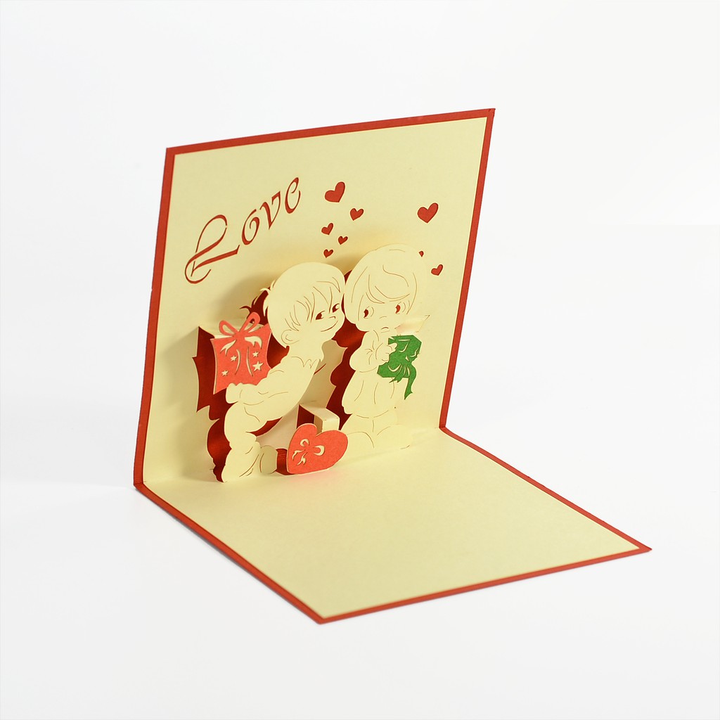 Thiệp nổi 3D chủ đề về tình yêu, love pop-up card, handmade gift size 12x12cm LO019