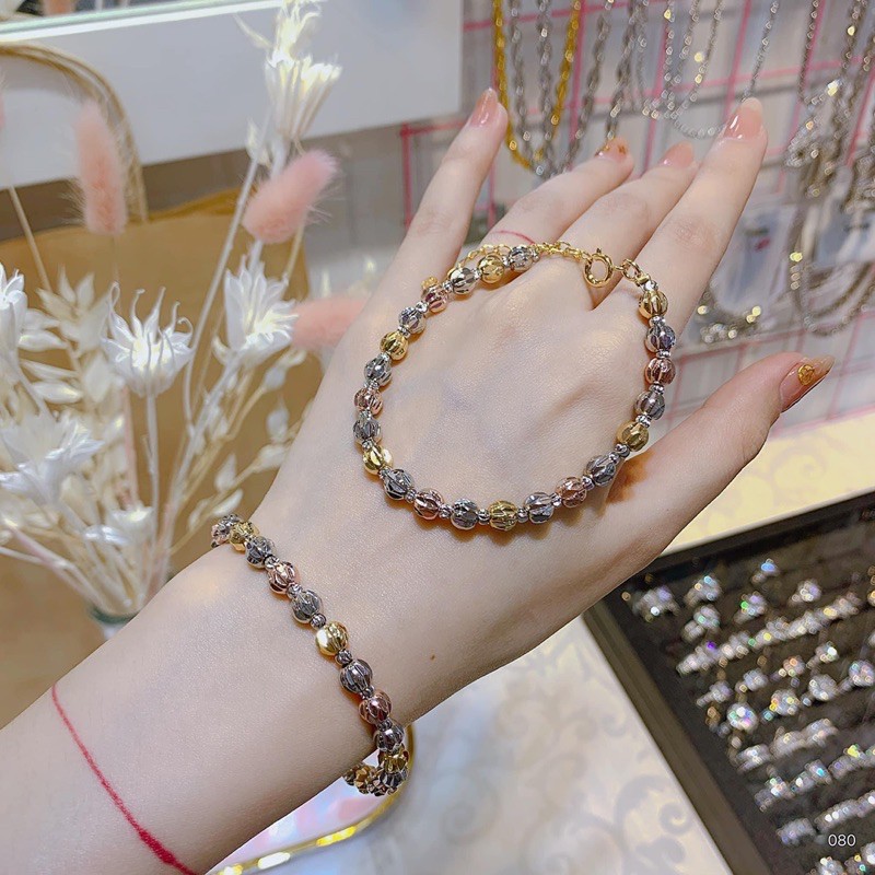 Lắc Tay Bi Xi Mạ Phối Ba Màu - ảnh thật
