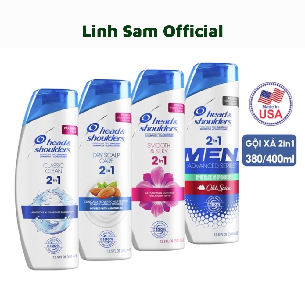 Dầu Gội & Xả 2in1 Head & Shoulders Mỹ nhiều mùi hương 380/400ml