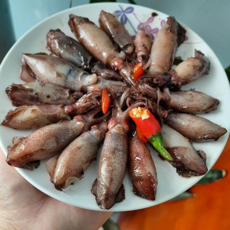 Mực sữa hấp tại ghe ngọt ngon, không teo hao 500g