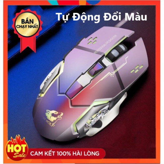 Chuột Game Có Dây FREE WOLF V5 LED 7 màu cực đẹp chuyên gaming, dây siêu bền, chỉnh được dpi