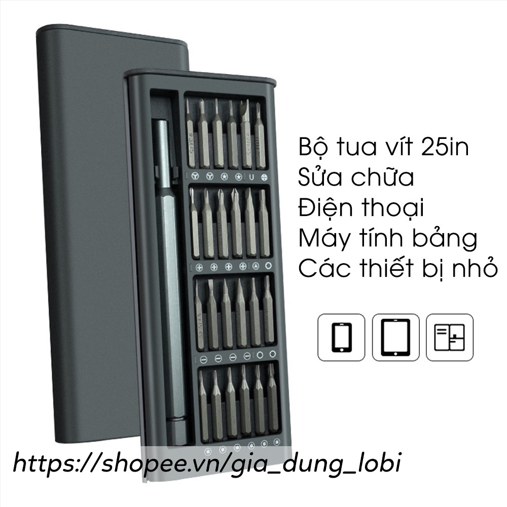 Tua vít sửa điện thoại Bộ tua vít mini 24 đầu xoay từ tính bằng thép HRC sửa điện thoại laptop đồ dùng nhỏ