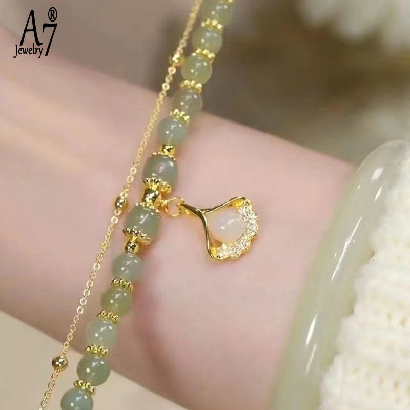 Vòng Tay Chuỗi Hạt Phối Mặt Hình Lá X1031