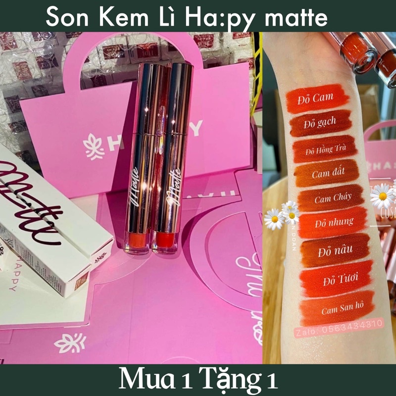 [MUA 1 TẶNG 1] Son Hapy Mattle Lipcream Mini Garden - Son Kem Siêu Lì Happy