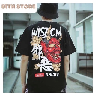 Áo thun ngắn tay form rộng cổ tròn in item mặt quỷ WISDOM GHOST