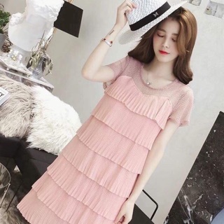 Đầm dáng suông phối voan dập ly