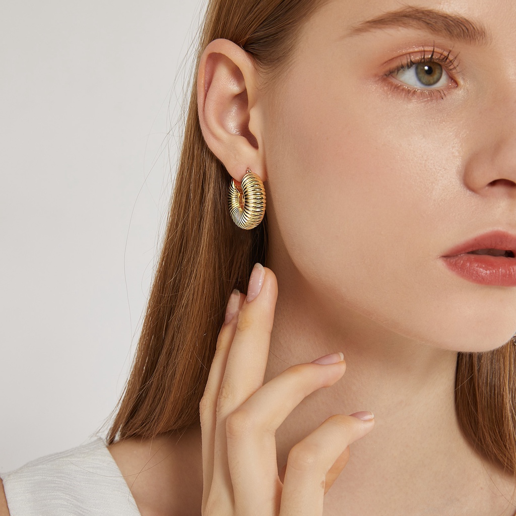 Vnox Khuyên Tai Vòng Tròn Lớn Màu Vàng Kim