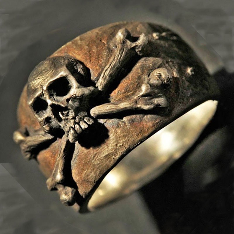 Nhẫn Hợp Kim Hình Đầu Lâu Cướp Biển Cổ Điển Cho Nam Và Nữ