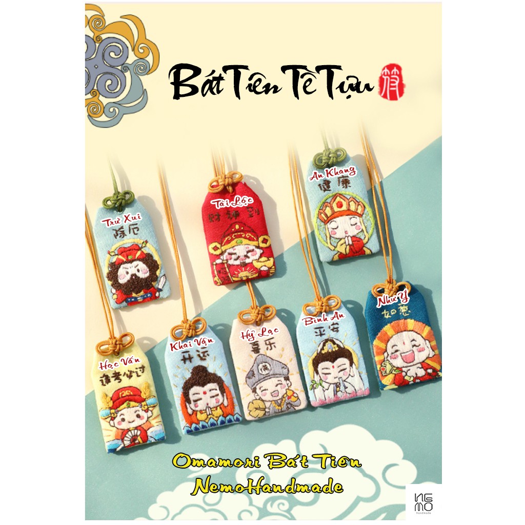 BỘ KIT/DIY TỰ LÀM TÚI PHƯỚC OMAMORI BÁT TIÊN TỀ TỰU NEMO HANDMADE - BKOM8T