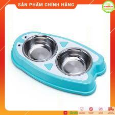 Chén ăn đôi cho chó mèo ️ FREESHIP ️ The Penguin Dog Bowl | vỏ nhựa chén inox | có đệm cao su chống trượt