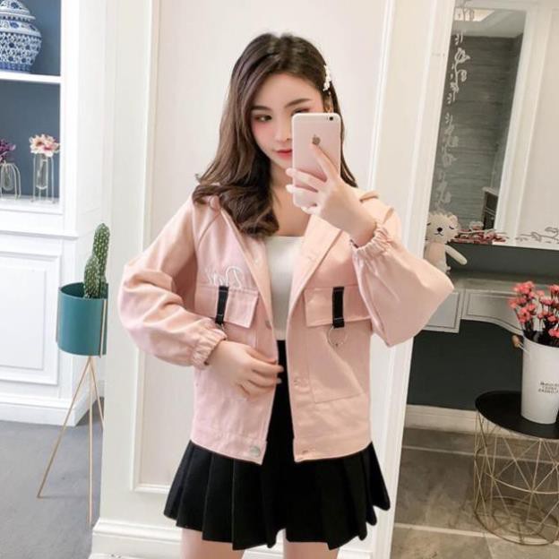 Áo Khoác Kaki Nữ Túi To Retro cực giản đơn phong cách duyên dáng việt