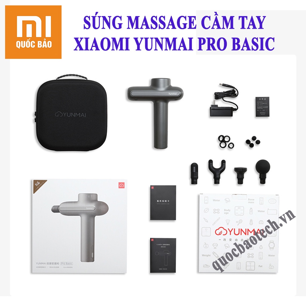 Máy massage cầm tay Xiaomi Yunmai Pro Basic- Dung lượng pin 2600mAh, 4 đầu massage