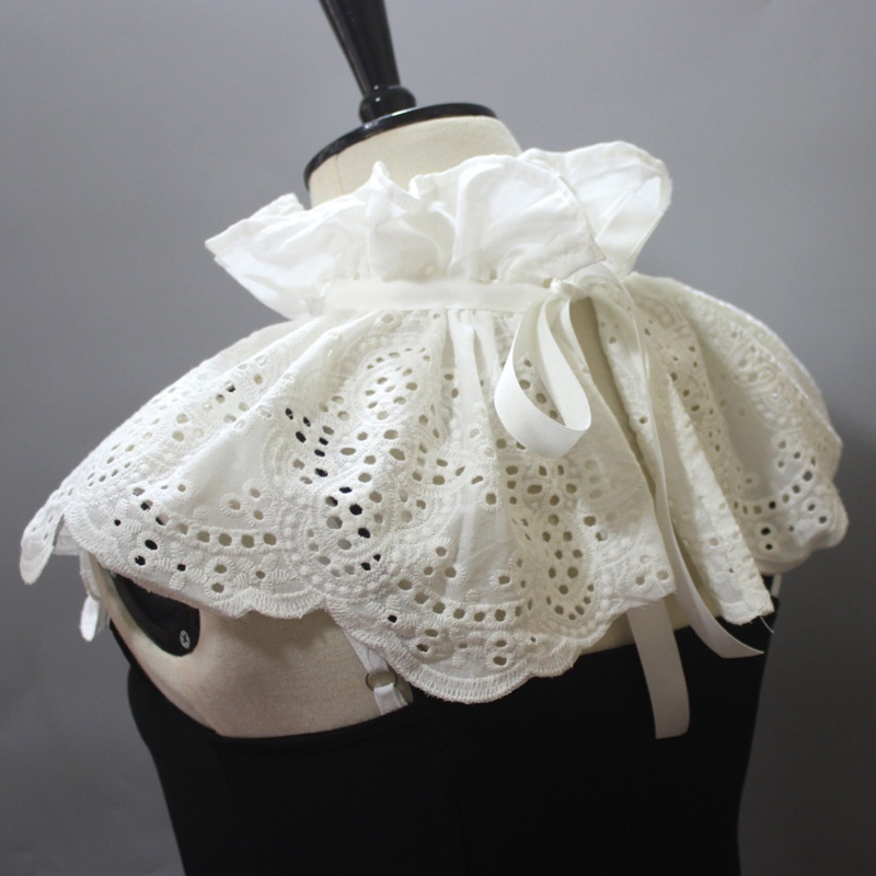 Khăn Choàng Cổ Đứng Giả Thêu Họa Tiết Phong Cách Hoàng Gia Vintage Cho Nữ