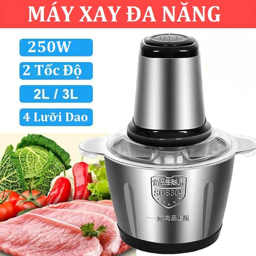 Máy xay thịt đa năng, dung tích 2L, 3L thiết kế nhỏ gọn, chân đế chống trượt, an toàn cho sức khỏe