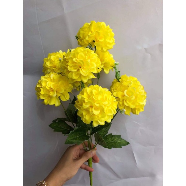 Cụm Tú Cầu 9 bông Size To , dài đầu bông 8cm_ hoa giả trang trí
