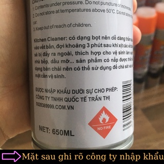 Chai xịt bọt tẩy rửa nhà bếp chính hãng Camel dung tích lớn 650ml, Bình xịt tẩy rửa đa năng Kitchen cleaner siêu hót