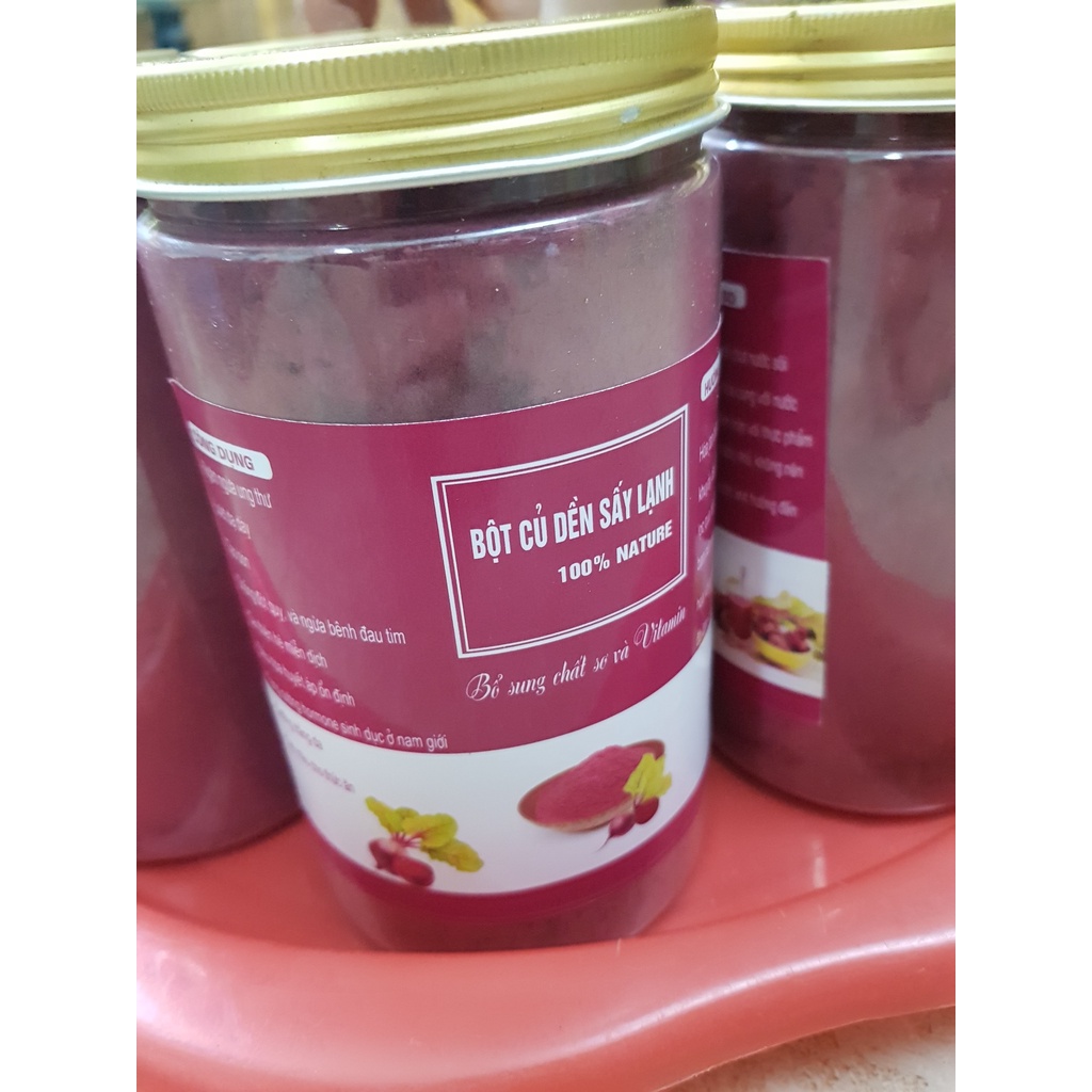 Bột củ dền đỏ sấy lạnh nguyên chất (hộp 500g), ổn định huyết áp, táo bón, tim mạch