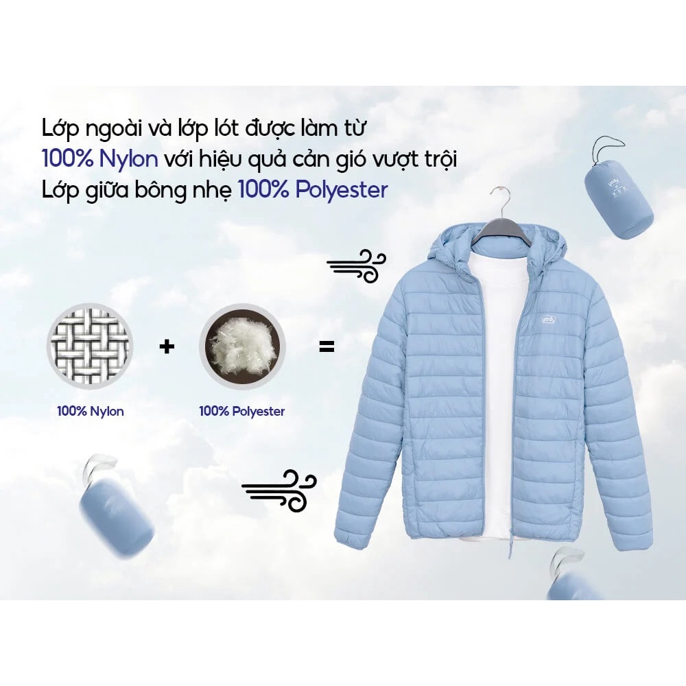 Áo phao nam siêu nhẹ 3S YODY giữ ấm siêu gọn siêu nhẹ có mũ MPH2 - PHM5001