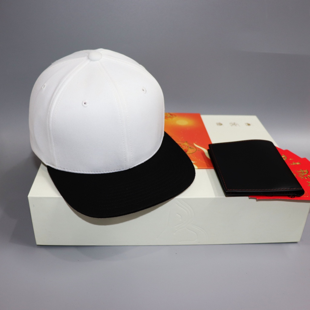 Nón Snapback Trắng Kết Đen - Phong Cách Soái Ca Trơn001.