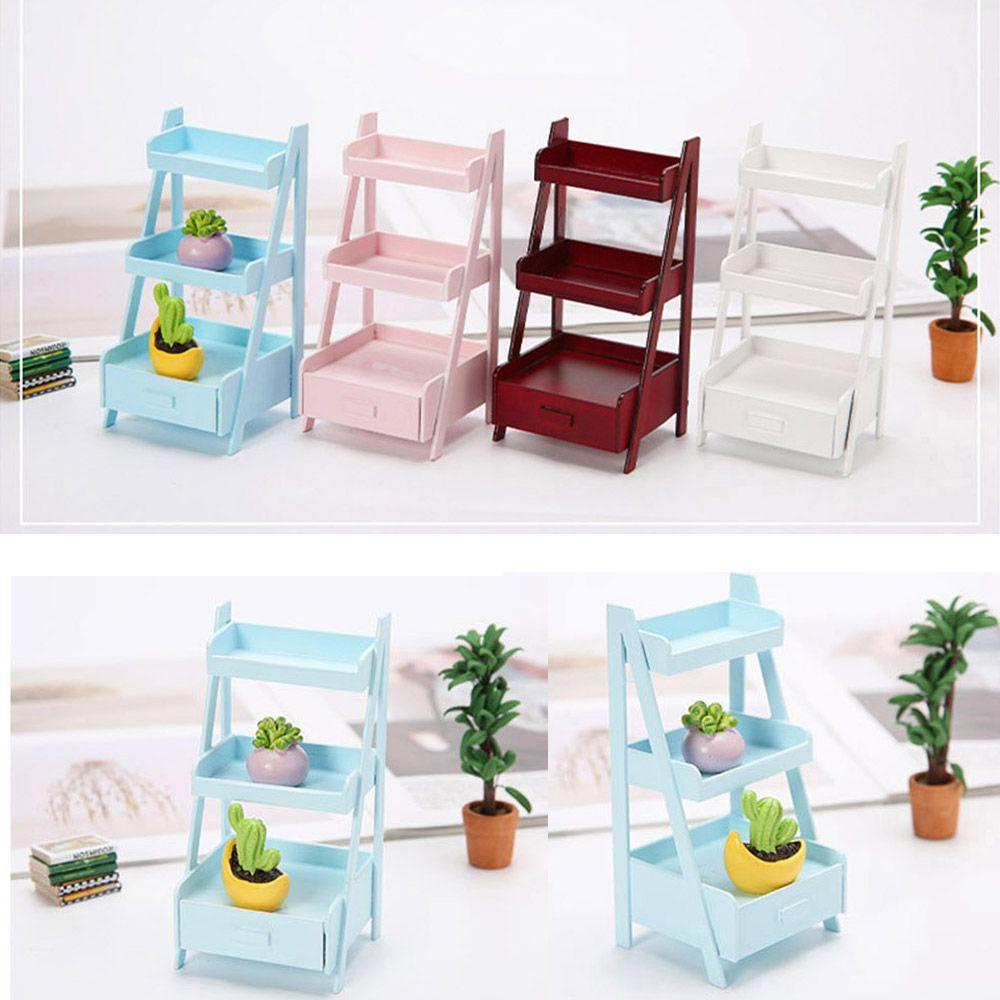 Mô Hình Giá Đỡ Chậu Hoa/Cây Cảnh/Đạo Cụ Chụp Ảnh Mini Bằng Gỗ Nhân Tạo Màu Cầu Vồng Tỷ Lệ 1:12 Dùng Trang Trí Nhà Búp Bê