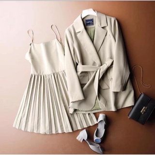 Set vest 3 món : Áo vest + váy dây + đai thắt