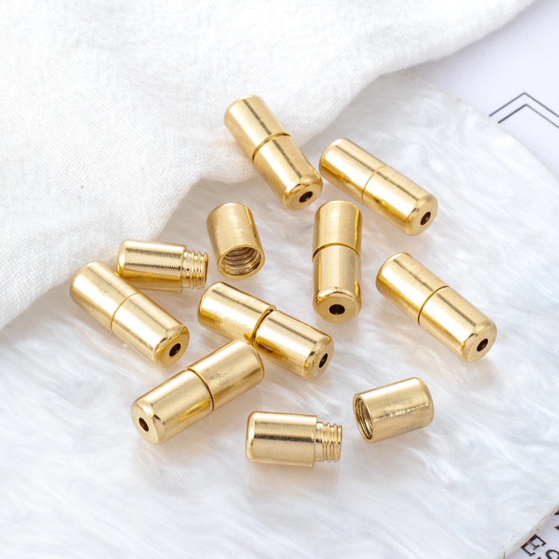 Bộ Hạt Tròn Dài 6 * 16mm Bằng Đồng 14k Dùng Làm Vòng Tay/Dây Chuyền diy