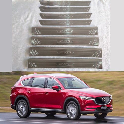 Ốp bậc cửa, nẹp bước chân trong, ngoài xe Mazda CX8 2019 - 2022- 2023 inox cao cấp