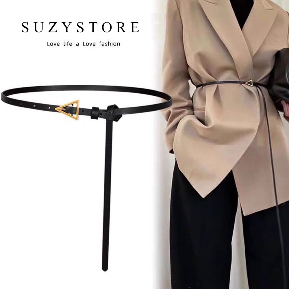 Đai váy TAM GIÁC size 1.1cm nhỏ xinh suzy store - Đai thắt lưng nịt váy da nhỏ mặt tam giác vàng có đục lỗ TLSU4