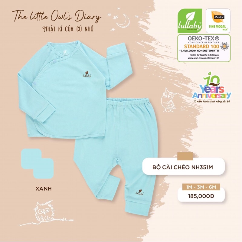 [NH351M] Bộ sơ sinh cài lệch thun lạnh mềm, mát Lullaby cho bé
