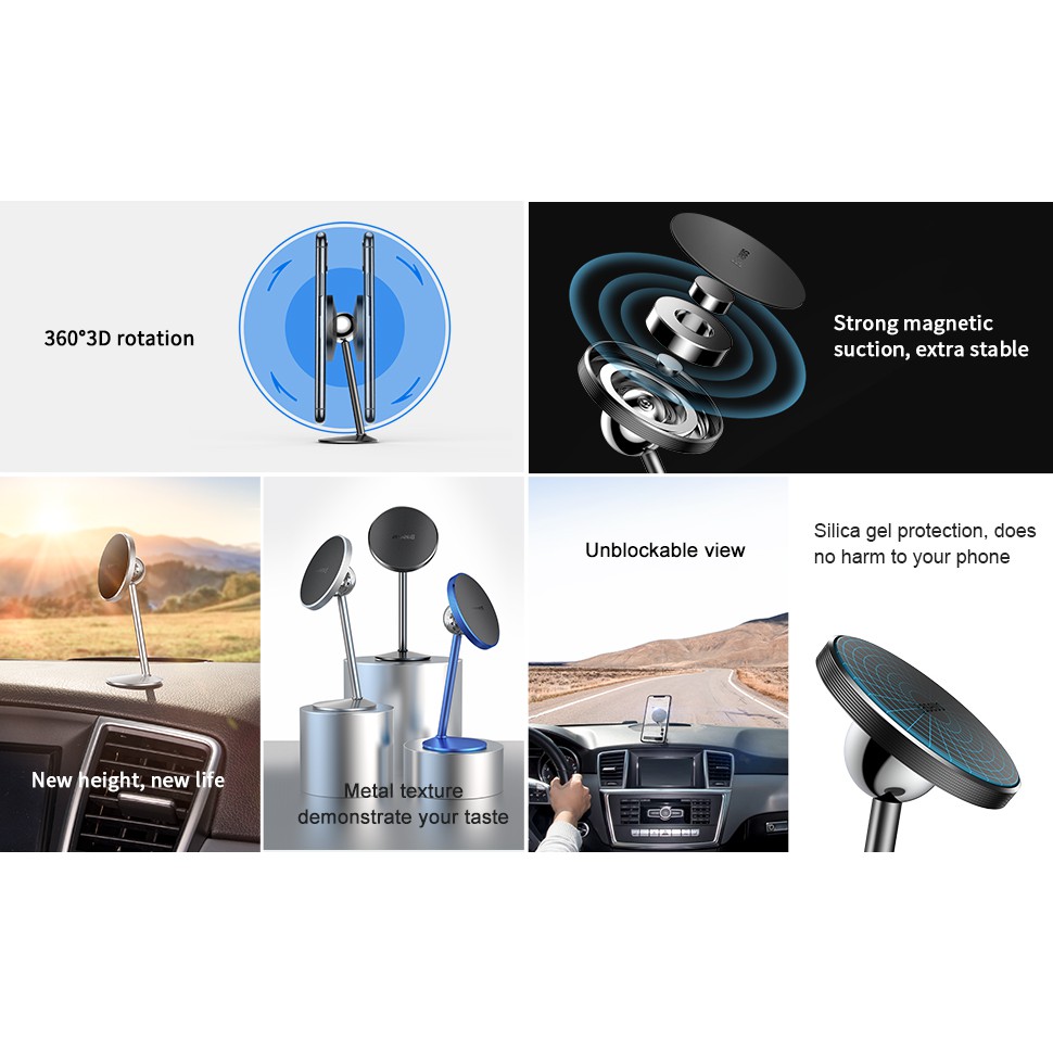 Giá đỡ điện thoại nam châm 360 Baseus độ siêu dài đời mới nhất gắn xe hơi | BigBuy360 - bigbuy360.vn