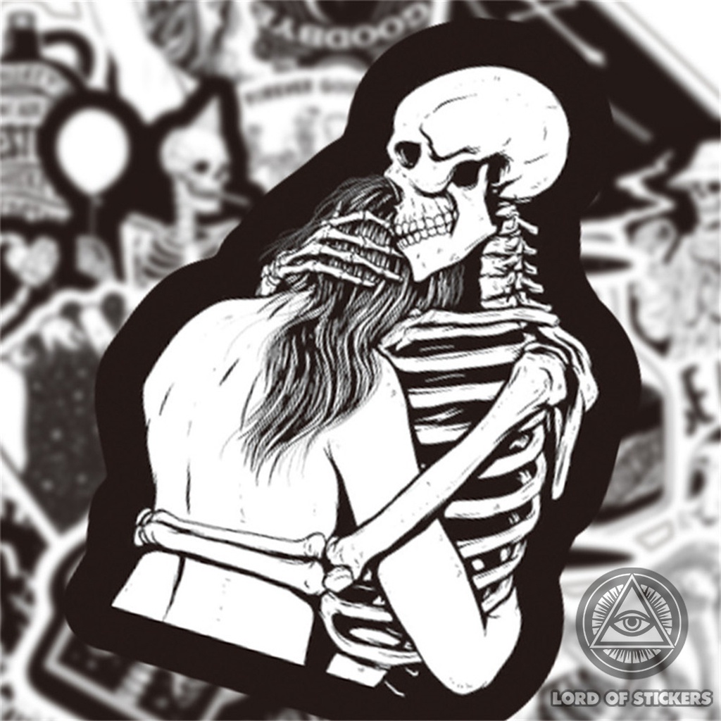 Set 100 Hình Dán Gothic Skull Sticker Graffiti Đầu Lâu Chống Thấm Nước Trang Trí Mũ Bảo Hiểm, Laptop, Điện Thoại, Vali