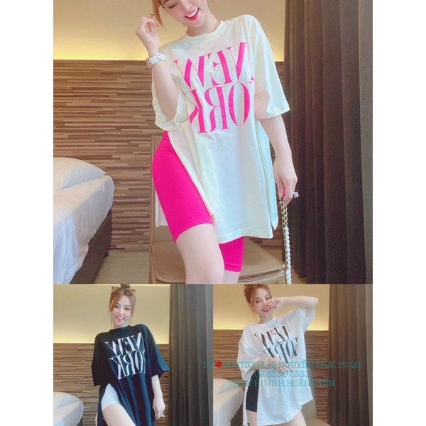 Áo vạt dài xẻ tà quần ngố hồng xinh xắn