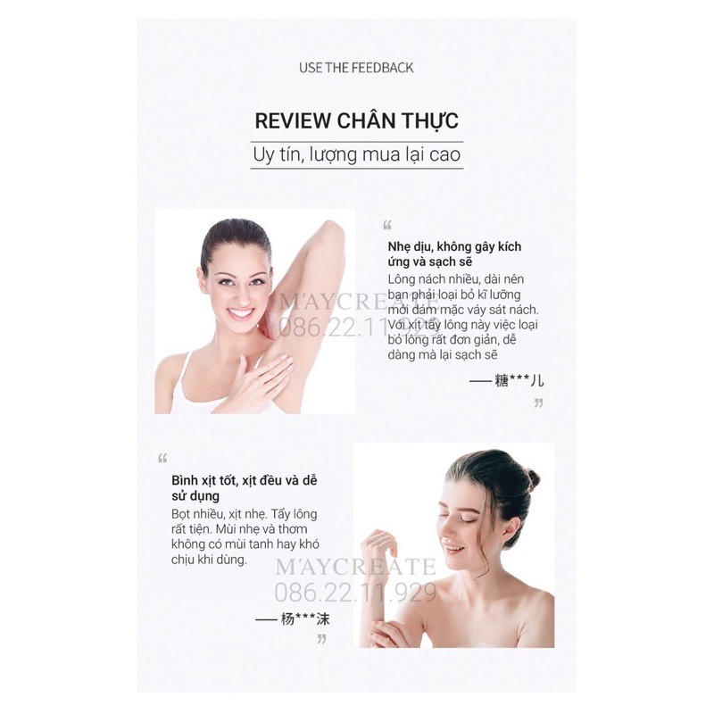 CHÍNH HÃNG — Xịt Tẩy Lông Toàn Thân MAYCREATE Cao Cấp, Xịt Tẩy Lông Vùng Bikini | BigBuy360 - bigbuy360.vn