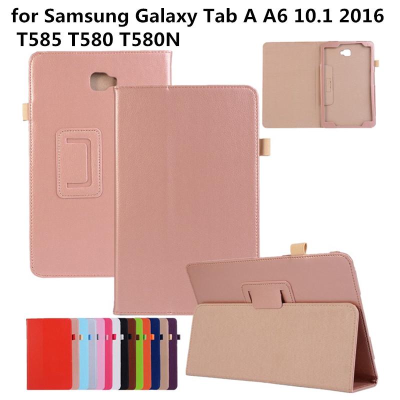 Bao da máy tính bảng nắp gập da PU bo khít dành cho Samsung Galaxy Tab A A6 10.1 2016 T585 SM-T580 T580N