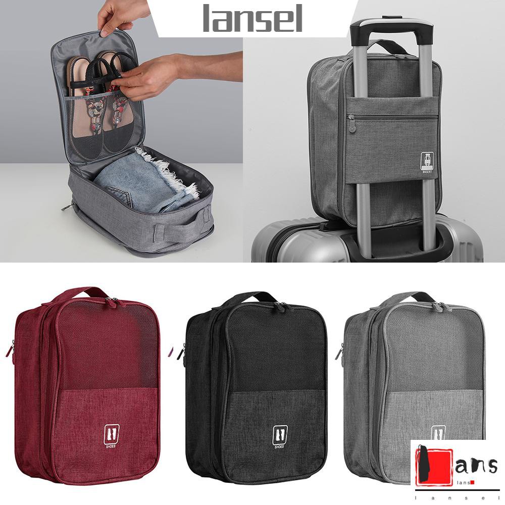 ❤LANSEL❤ Premium 2 Shoes Pouch Travel and Daily Use Grey Shoe Bag Holder Portable Hanging Fashion With Zipper Shoe Storage Organizer/Multicolor