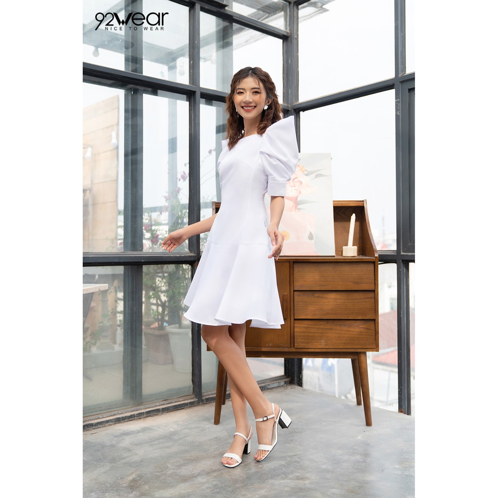 Đầm xòe ngắn tay bồng dáng dài DEW0594 - 92WEAR | BigBuy360 - bigbuy360.vn