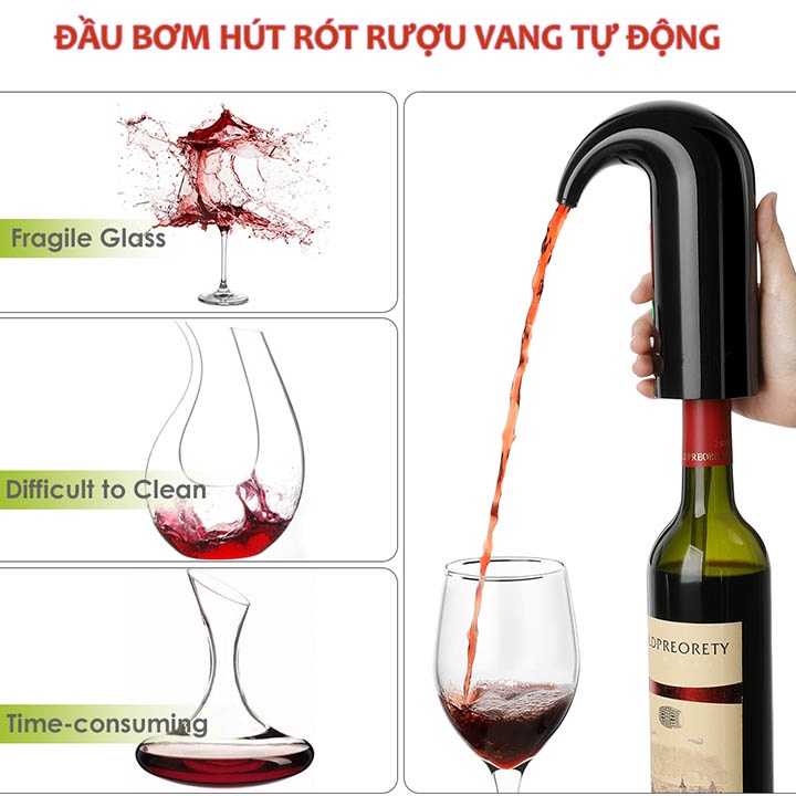 Bộ Mở Rượu Và Rót Rượu Vang Tự Động, Khui Rượu Nhanh Chóng, Rót Rượu Chuyên Nghiệp