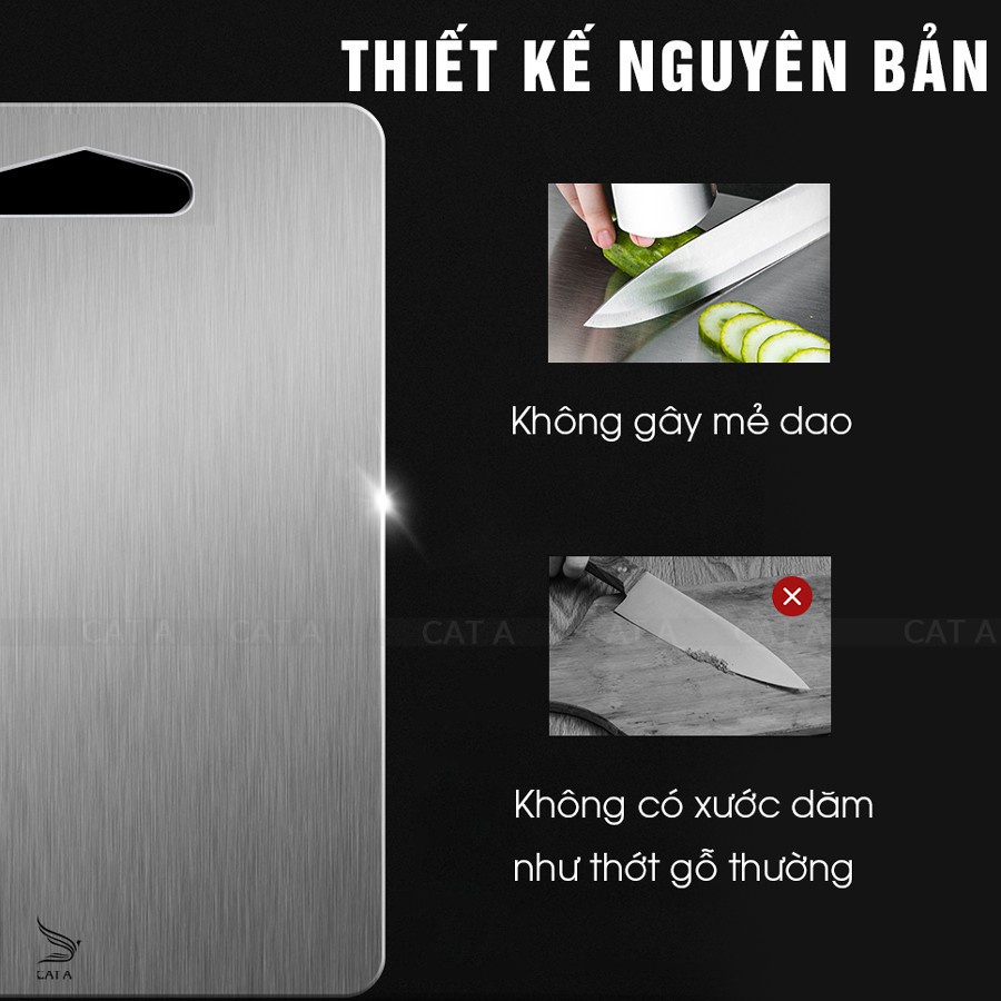 [HÀNG LOẠI DÀY·] Thớt inox cao cấp SUS 304 Kháng khuẩn, rã đông nhanh, cường lực, chống ẩm mốc, chống rỉ sét 35X25CM